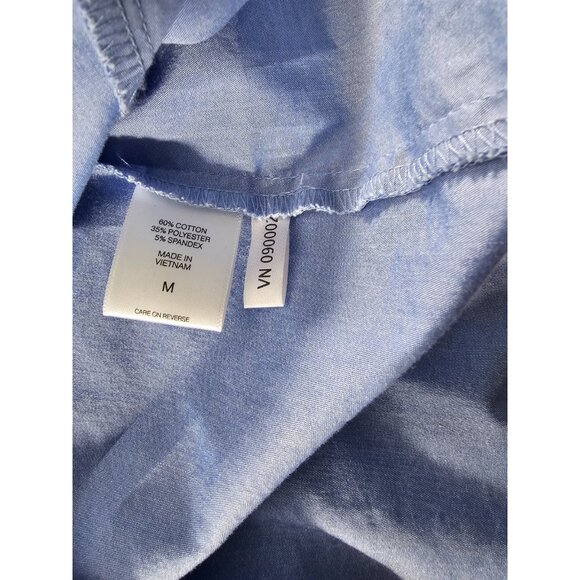 7th Avenue New York & Company Shirt Button Down 3/4 Sleeve Top-Blue-SZ M - Picture 8 of 8